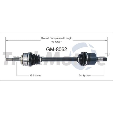 Surtrack Axle Cv Axle Shaft, Gm-8062 GM-8062